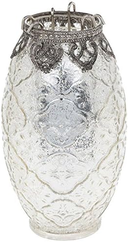 Vintage Lace Tea Light Holders &amp; Lanterns Candle Votive Silver Effect - Tall: Extra Large: 17cm