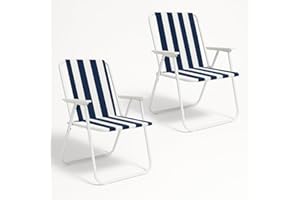 SPRINGOS Lot de 2 chaises de camping pliantes avec accoudoirs