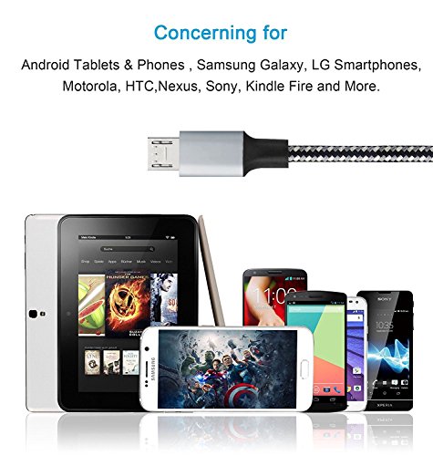 C  ble Micro USB Quntis   C  ble Nylon Micro Usb de Haute Vitesse  2 Pack Cable 2m Pratique  C  ble USB Cordon Micro USB  C  ble de Charge et Synchron