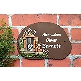 Keramiktürschild: Ruine mit Hund