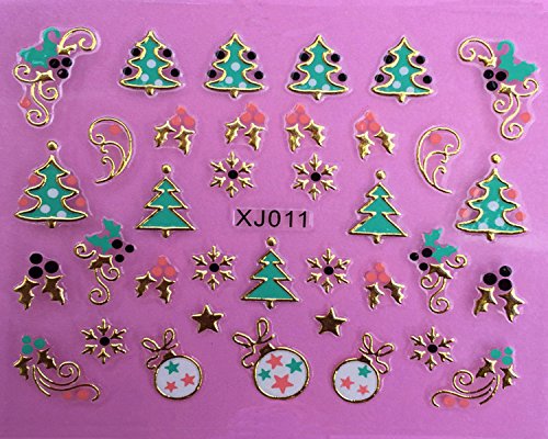 Nail Art 3D Stickers - Christmas Gold & Silver (XJ011)