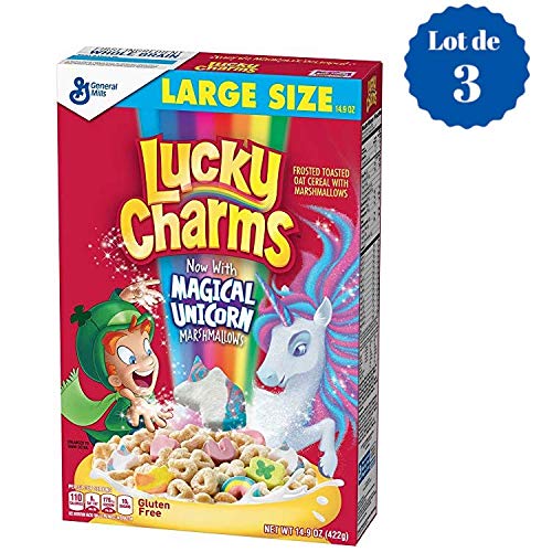 Céréales Lucky Charms - Lot de 3 Paquets de 422 g