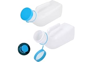 Atoke 2 Pack Male Urinal with Glow in The Dark Lid,1000ml Male Urinal Pee Bottle with Spill Proof Screw Cap for Travel & Urine Collection