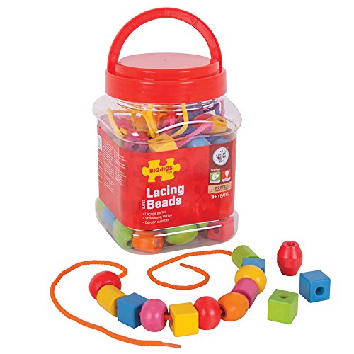 Bigjigs Toys Bocal de perles Ã  lacer