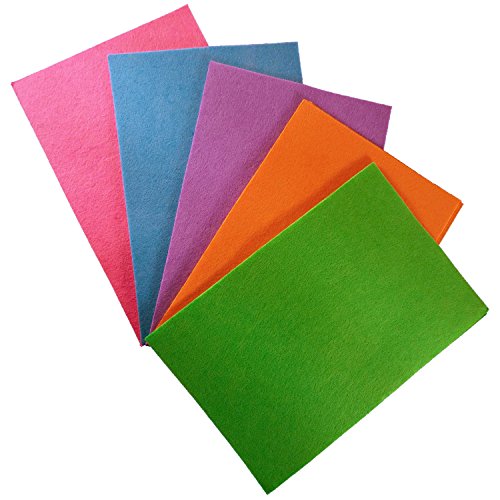 15 dünne Bastelfilz Filzplatten aus Polyester - Größe: ca. 20 x 30 cm, 0,5 mm dick - Bunt sortierte Mischung