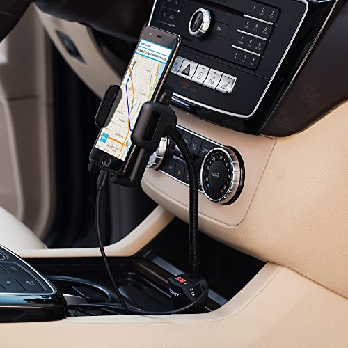 SOAIY Nuova Versione Flex-Porta Cellulare Car Mount Charger da Auto Cigno Accendisigari Supporto Dual USB, 3.1A Caricatore, LED display Tensione Corrente con Rivelatore per iPhone X 8 7 7 Plus