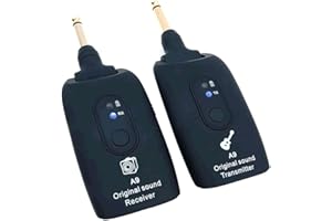 Alnicov Sistema inalámbrico de guitarra 2.4GHz transmisor inalámbrico de guitarra y receptor para guitarra eléctrica Bass Violín A9 negro