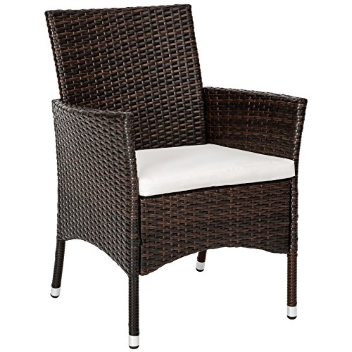 TecTake Poly Rattan Gartenmöbel Gartengarnitur Essgruppe 4+1 | mit Edelstahlschrauben - diverse Farben - (Mixed Braun | Nr. 402043)