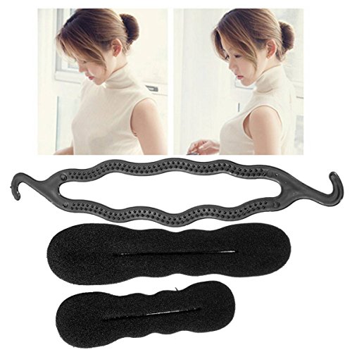 LuckyFine Frisurenhilfe Haar Styling Werkzeug Set Haarkamm schwamm Haardreher Pads Foam Sponge Bun Donut Hair Clip - 2