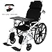 Produktbild TWL LTD-Wheelchairs Älterer Rollstuhl - mit Umklappbarem Rücken, Armen und Höhenverstellbaren Stützen - Transportrollstuhl mit Fußstützen - für Reisen und Aufbewahrung