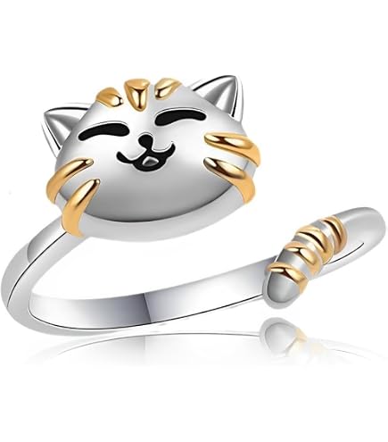 KRFY 8 Argento Anello Antistress Donna, Anello Antistress Regolabile, Set Anelli Donna Ansia Fidget Spinner Ring Perline Antistress Girasole Zircone Cubica Ring Pietra Di Luna Per Ragazza Uomo - 5