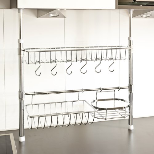 bremermann® Küchen-Teleskopregal inkl. Rollenhalter, Ablagekorb, Haken, 6416 - 5