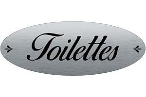 AUA SIGNALETIQUE - Plaque de porte Aluminium Brossé AluSign Ovale 160x60 mm - (Toilettes)