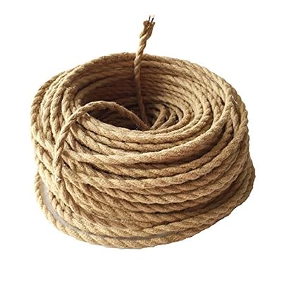 GreenSun LED Lighting 10m Fil électrique Corde, 2 Cœurs Linge de Câble d'éclairage de Corde Vintage Fil de cuivre recouvert Rétro Tressé Industriel Corde pour DIY Pendentif Lampe