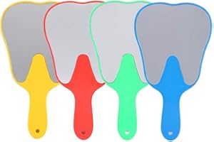 Rotekt Miroir à main avec poignée dentaire, 4 couleurs, montage mural, miroir, miroir dentaire, 25 x 13 cm
