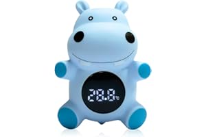 iewrtcin Baby Bath Thermometer, Waterproof Digital Newborn Water Thermometer for Bathtub Floating Toy, High-precision Smart Room Temperature Thermometer with LED Automatic Induction Switch (Hippo)