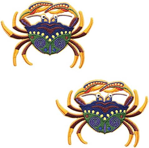 HUIXUN Colorful Small Crab Sea Animal Iron On Applique Patch 2 Pieces