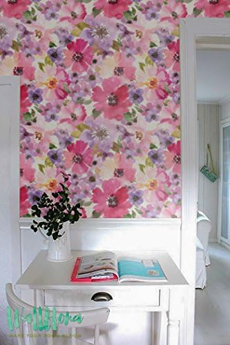 Cosmos Flower Pattern Wallpaper - Removable Cosmos Wallpaper - Flower Wall Sticker - Wall Decal - Cosmos Flower Self Adhesive Wallpaper