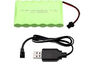 Yangers Uppladdningsbar 7,2 V 2 400 mAh 6S NIMH AA batteripaket SM 2P 2-stiftskontakt honkontakt med USB-laddare set för RC b
