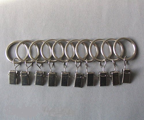 10 Gardinenringe mit Clip/ Gardinenklammer aus Edelstahl