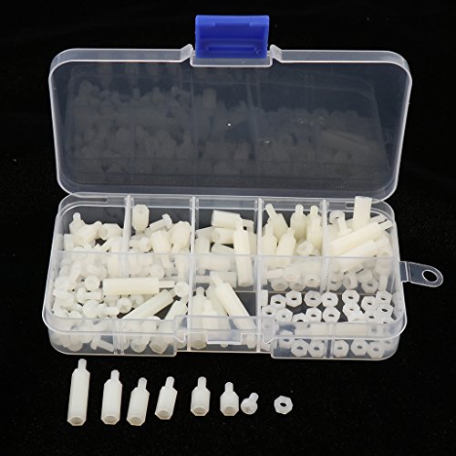 M3 Nylon Schraubenmutter Scheibe Sortiment Satz Sechskantschrauben Pattsituation Box – Weiß, 180pcs - 9