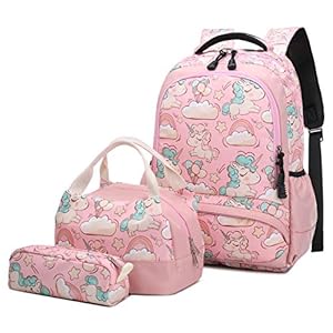Mochila Escolar Chica Unicornio Linda Bolso 3 en 1 Casual Backpack Set de Mochilas para Niñas Infantil Adolescentes Las Mujeres Mochila de Viaje
