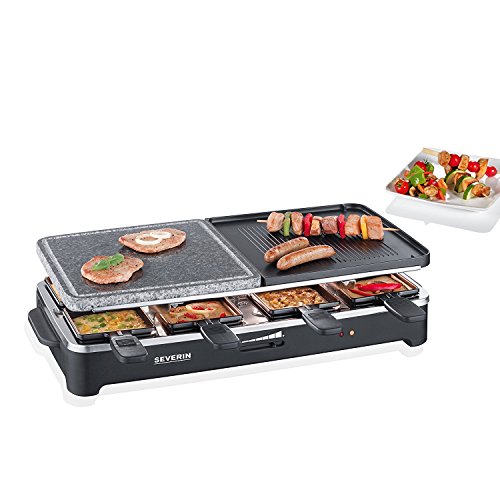 Severin RG 2341 Raclette-Partygrill mit Naturgrillstein (1500 Watt, 8 Pfännchen), schwarz - 3