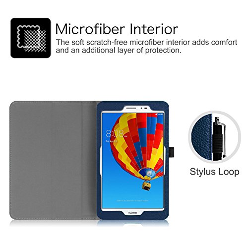 Fintie Huawei MediaPad T1 8.0 Hülle – Slim Fit Kunstleder (Folio) Schutzhülle Tasche Case Cover Standfunktion und Stylus-Halterung für Huawei MediaPad T1 8.0 Zoll 3G / WiFi Tablet-PC, Marineblau - 3