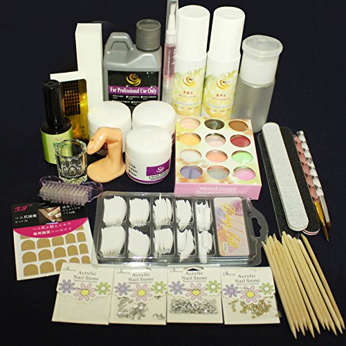 Professional Nail Art Acrylic Primer Powder Liquid Tips Practice Tool Full Kit