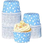 Dolphin Muffin Kek Kaps&uuml;l&uuml; A&ccedil;ık Mavi Puantiye B&uuml;y&uuml;k Boy 50li