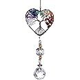 Glass Suncatcher Crystal Pendant Rainbow Maker Colorful Heart Shaped Life Tree Hanging Ornament Indoor Outdoor Decor