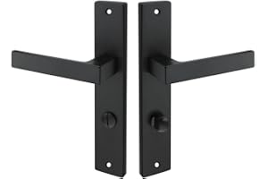 Gedotec Dörrhandtag-set - Svart matt - WC Långskylt - Türklinka DIN 78 mm