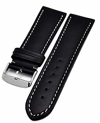 Uhrenarmband schwarz mit weisser Naht 24mm Kalbleder NEU 3795 Uhrenarmband schwarz mit weisser Naht 24mm Kalbleder NEU 3795