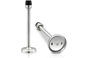 SEGNAYEN Lot de 2 butées de porte murales en acier inoxydable chromé robuste de 15,2 cm en caoutchouc brossé pour plinthes, butées de porte extra longues avec tampon pare-chocs, protection murale argentée