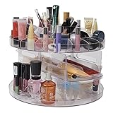 VERSATILE ROTATING SPINNING BEAUTY CLEAR ACRYLIC COSMETIC CADDY ORGANISER DRAWER / MAKE UP NAIL POLISH VARNISH DISPLAY STAND / ORGANISER / RACK / HOLDER CAN ALSO BE USED FOR MAKEUP BRUSH SETS, JEWELLERY AND ARTS AND CRAFT - CAN STORE UPTO 200 ITEMS