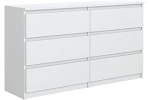 meble masztalerz Commode Chambre avec 6 Tiroirs - Meuble de Rangement pour Salon et Entrée Couloir - Spacieuse et Design - Blanche - 100 x 39 x 78,5cm