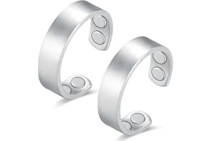 ‎CIGMAG Cigmag 2PCS Lymphdrainage Magnetring Damen Herren Frauen Finger 99% Reines Kupfer 4 Ultrastarke Magnete Verstellbar mit Geschenkbox (Silber)