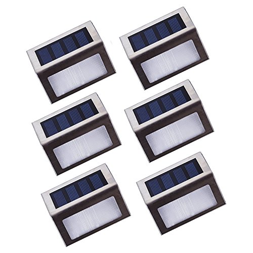 Lightess Led Solarleuchten Treppenlicht Outdoor LED Stufenbeleuchtung 2 LEDs Edelstahl für Stufen Pfade Patio Decks Packung mit 6 - 9
