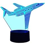 Illusion 3D Avion LED Lampe Art Déco Lampe Lumières LED Décoration Lampes Touch Control 7 Couleurs Change Veilleuse USB Powered Enfants Cadeau Anniversaire Noël Cadeaux