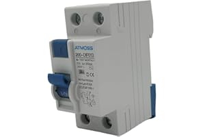 RASMACOR | Schutzschalter 2 Polig 25A | Fehlerstrom-Schutzschalter 2P 25A 300MA | Typ A 300MA | 25/2/0.3A | 230V AC 50HZ 10KA | Fehlerstromschutzschalter 300MA | 82mm X 36mm X 70mm