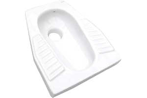 WEBMARKETPOINT Vaso alla Turca in Ceramica Bianca, Montaggio a Pavimento, Pedana Antiscivolo, 56 x 47 x 16 cm