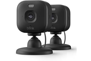 Videocamera Mini 2K+ Blink (ultimo modello) | Videocamera di sicurezza domestica con alimentatore plug-in, risoluzione video 2K, zoom 4x, visione notturna a colori | 2 videocamere – Nere