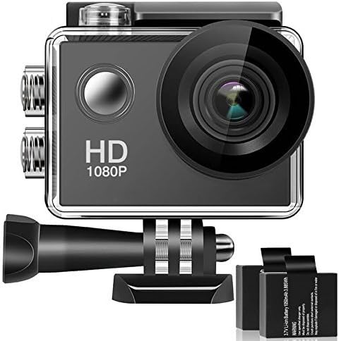 Bestsmile 170° Wide Angle Lens Full HD 2 Inch LCD 30m Waterproof Screen Action Camera With 2 Rechargeable Batteries and All Necessary Accessories Kit