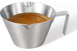 YARRAMATE Tazza da caffè con manico, 100ML accessori per caffè espresso in acciaio inossidabile, misurino in metallo a doppio beccuccio con doppia scala, caffè con bocca a forma di V
