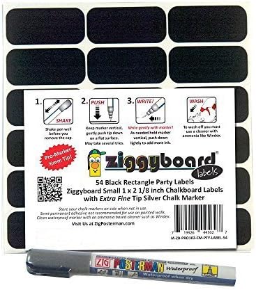 Cohas Chalkboard Labels for Party Cups and Supplies includes Liquid Chalk Marker and 54 Labels, Extra Fine Tip, Silver Marker