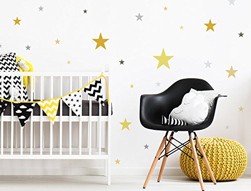 Sticker Mural Kit étoiles Dans Pastel Tendres Gris Et Vert