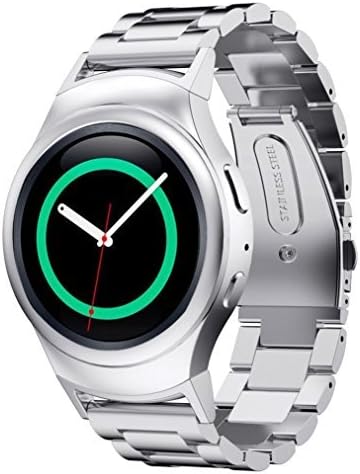 AWStech Samsung Gear S2 Strap Classic Silver Solid Stainless Steel 20mm Watchband with Adapters for SM-R720/R730
