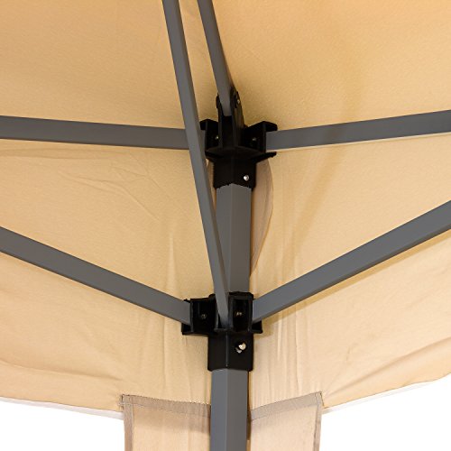 Faltpavillon 3×3 m mit 4 Seitenteilen, WASSERDICHT, Farben wählbar, inkl. Tragetasche + Zubehör, versiegelte Nähte, DIN ISO zertifiziert, Weiß Champagner Blau Grün Burgund Rot Anthrazit Schwarz - 6