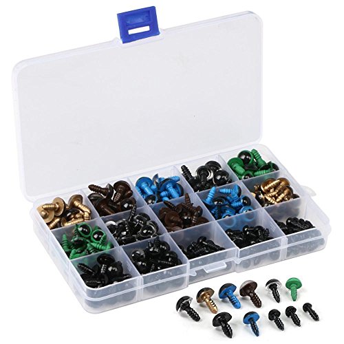 Yahee 264 Stück Teddyaugen Puppe Augen Teddybäraugen Knopfaugen Kunststoffaugen bunt 6-12mm - 9