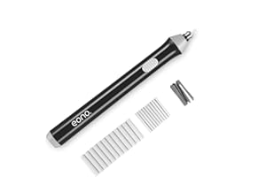 Eono Electric Eraser Kit, Battery Operated Automatic Portable Rubber Pencil Eraser, with 22pcs Additional Replaceable Rubber Refills - Diameter 2.3mm 10pcs and 5mm 12pcs, Black